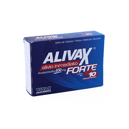 Imagen de Acetaminofen Alivax Forte Cap. 650Mg X10