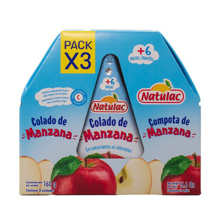 Imagen de Colado Natulac De Manzana 160Gr 3 Und