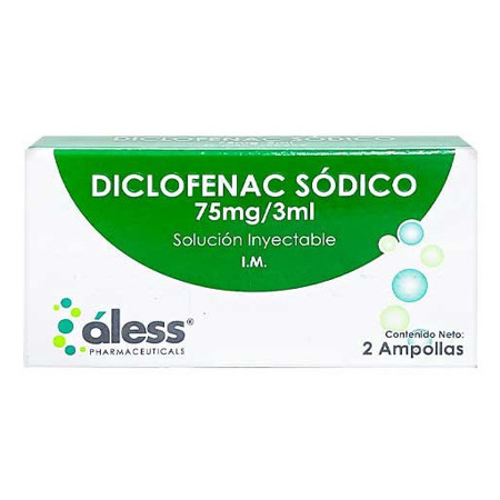 Imagen de Diclofenac Sodico Ampolla 75mg/3ml X2 Aless