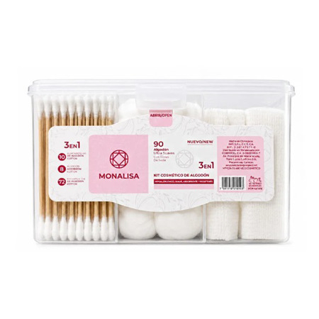 Imagen de Kit Cosmético De Algodón Monalisa 3 En 1 90und